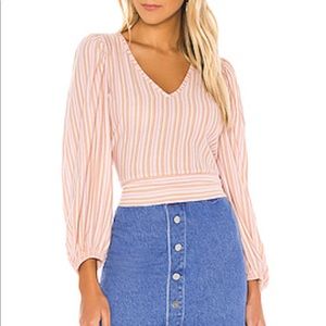 Free People Autumn Nights Balloon Sleeve Wrap Top